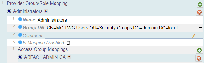 Provider Group or Role Mapping Menu